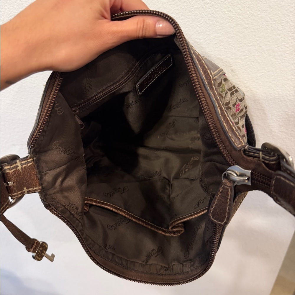 Fossil Brown And Multicolor Patterned Shoulder Bag - image 7